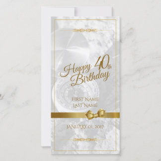 Happy 40th birthday with golden bow