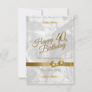 Happy 40th birthday with golden bow