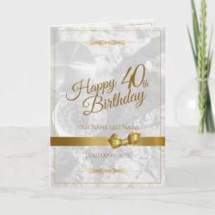 Happy 40th birthday with golden bow card