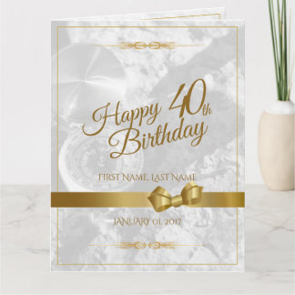 Happy 40th birthday with golden bow card