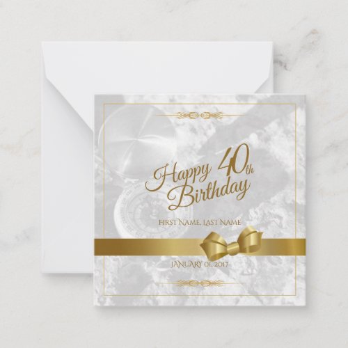 Happy 40th birthday with golden bow note card
