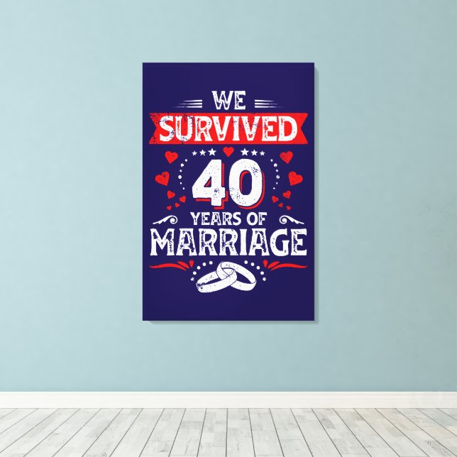 Happy 40th Wedding Anniversary couples anniversary Canvas Print (Insitu(Wood Floor))