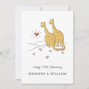 Happy 40th Wedding Anniversary Cute Dinosaurs Card