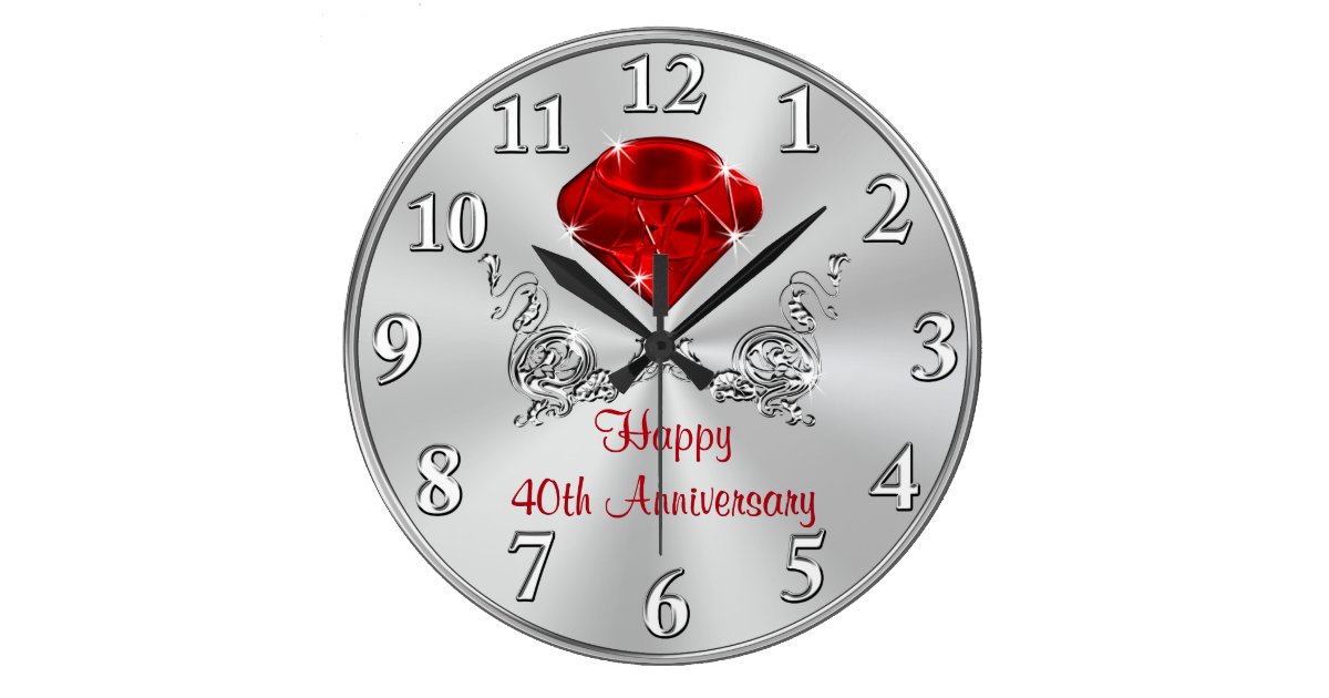 Happy 40th Wedding  Anniversary  Gifts  CLOCK  Zazzle com