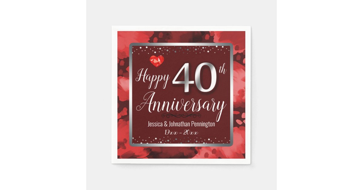 Happy 40th Wedding Anniversary Napkins | Zazzle