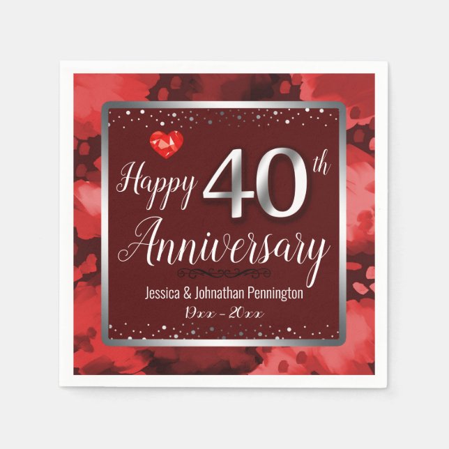 Happy 40th Wedding Anniversary Napkins (Front)