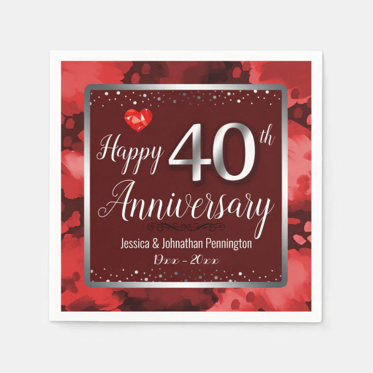 Happy 40th Wedding Anniversary Napkins Zazzle