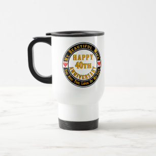 Happy 40th Wedding Anniversary Mugs - No Minimum Quantity