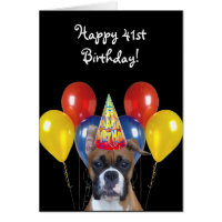 Happy 41st Birthday Boxer Dog greeting card