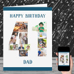Happy 41st Birthday Dad Number 41 Photo Collage Card<br><div class="desc">Say Happy 41st Birthday Dad with a unique birthday card and your own custom photo collage. This big birthday card for Dad has modern slab typography in ocean blue and simple styling in order to focus on your pictures in the number 41. The template is set up for you to...</div>