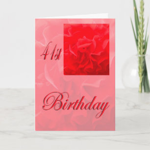 Happy 41st Birthday Dianthus Red Flower Card