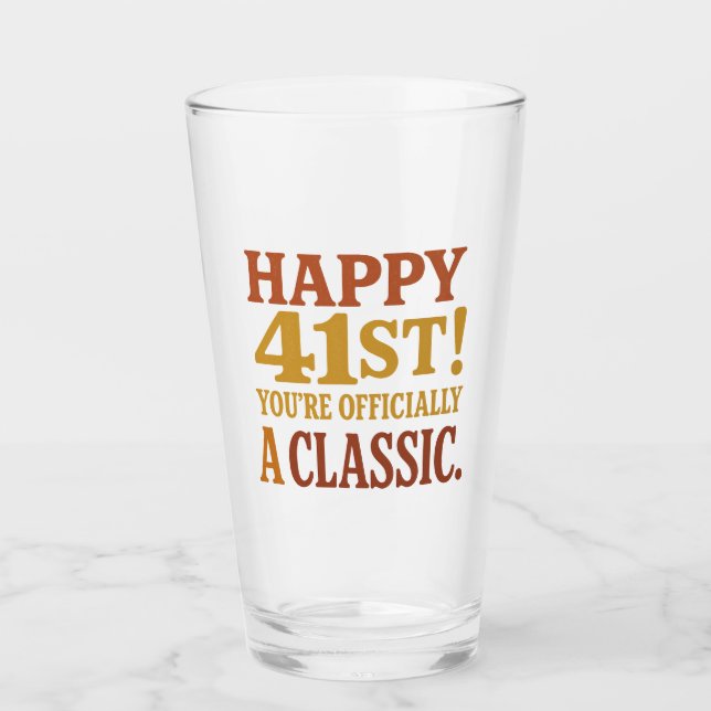 Happy 41st Birthday Milestone Drinkware Fun Gift  Glass (Front)