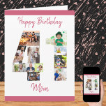 Happy 41st Birthday Mom Number 41 Photo Collage Card<br><div class="desc">Say Happy 41st Birthday Mom (editable) with a unique birthday card and your own custom photo collage. This big birthday card for Mom has casual script typography in pink and simple styling in order to focus on your pictures in the number 41. The template is set up for you to...</div>