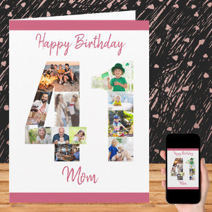 Happy 41st Birthday Mom Number 41 Photo Collage Card