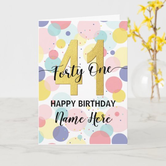 Happy 41st Birthday Pastel Rainbow and Gold Girl Card | Zazzle.com