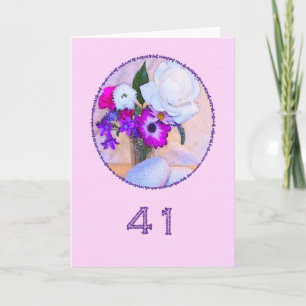 Happy 41st birthday with a flower painting card