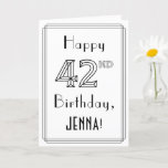 [ Thumbnail: Happy 42nd Birthday, Art Deco Style W/ Custom Name Card ]