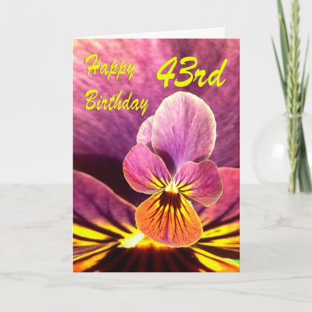 Happy 43rd Birthday Flower Pansy Card (Front)