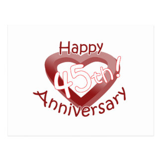 "Happy 45th Anniversary" Heart design Postcard