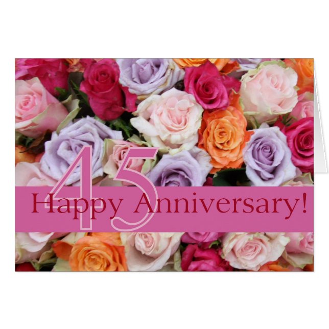 Happy 45th Anniversary roses Cards (Front Horizontal)