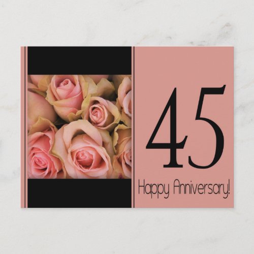 Happy 45th Anniversary roses Postcard