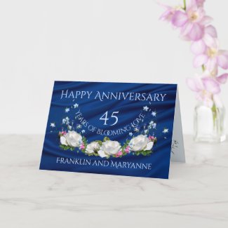 Happy 45th Anniversary White Roses Sapphire Card