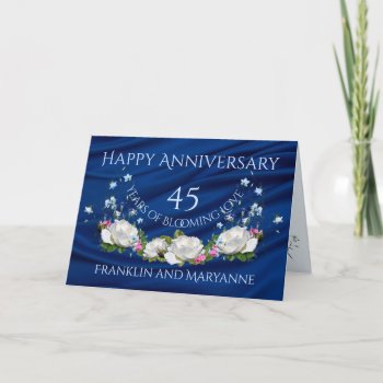 Happy 45th Anniversary White Roses Sapphire Card by anuradesignstudio at Zazzle