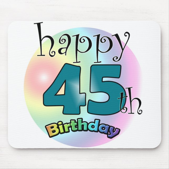 Happy 45th birthday (blauw) mouse pad (Front)