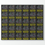 [ Thumbnail: Happy 45th Birthday, Fun Colorful Stars Pattern 45 Wrapping Paper ]