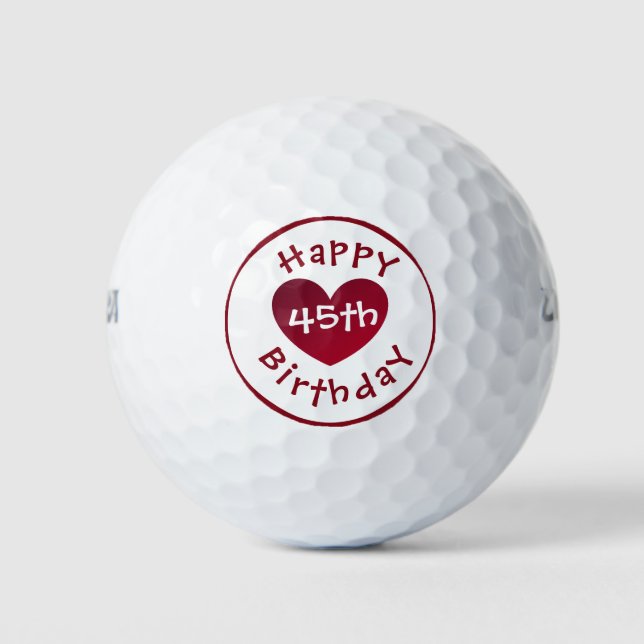 Happy 45th Birthday golf balls by dalDesignNZ (Front)