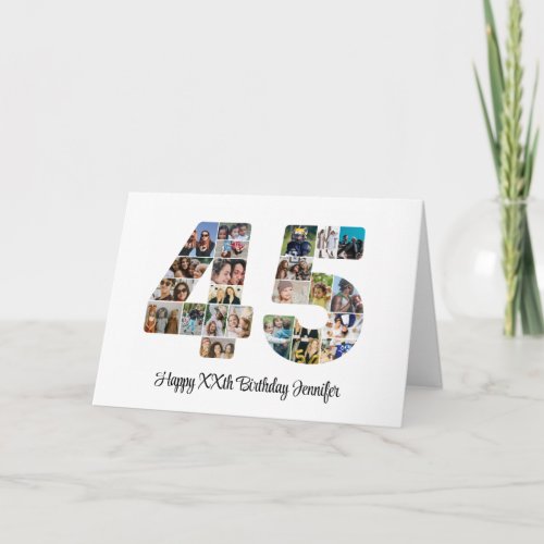 Happy 45th Birthday Number 45 Custom Photo Collage Card