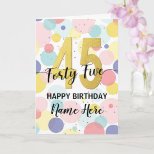 Happy 45th Birthday Pastel Rainbow Gold Woman Card