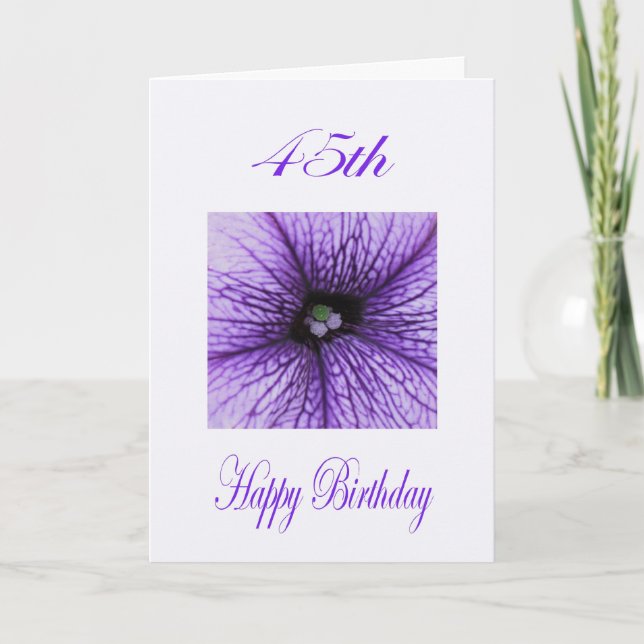 Happy 45th Birthday purple Blossom Card (Front)