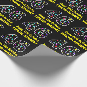 Happy 46th Birthday, Fun Colorful Stars Pattern 46 Wrapping Paper