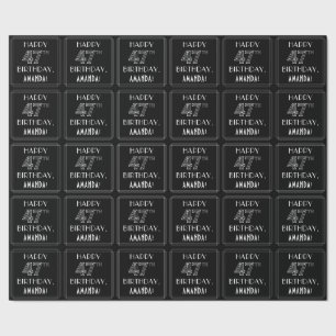 HAPPY 47TH BIRTHDAY; Art Deco Style w/ Custom Name Wrapping Paper