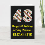 [ Thumbnail: Happy 48th Birthday & Merry Christmas, Custom Name Card ]