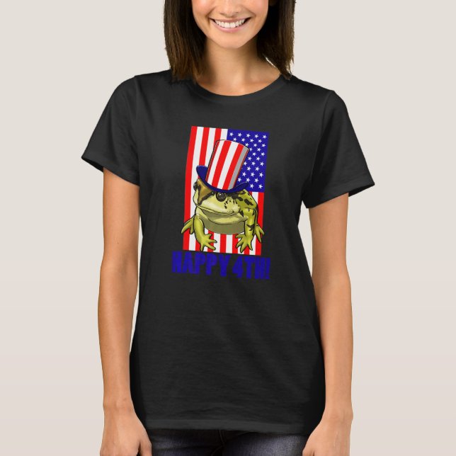 Happy 4Th American Flag Frog  Women Frog Love  1 T-Shirt (Front)
