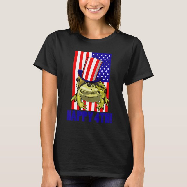 Happy 4Th American Flag Frog  Women Frog Love 2 T-Shirt (Front)