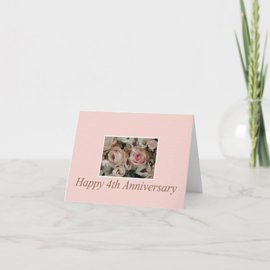 Happy 4th Anniversary roses Card | Zazzle.com