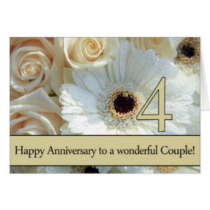 Happy 4th Anniversary roses Cards
