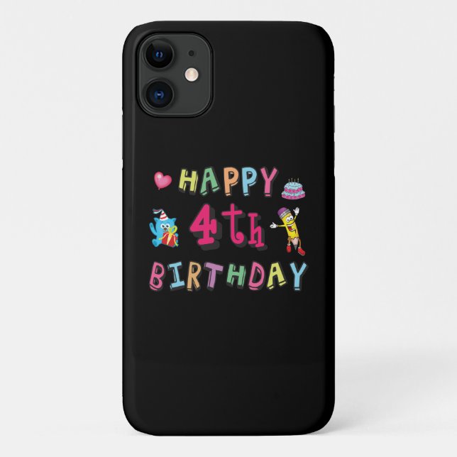 Happy 4th Birthday. 4 year b-day. Case-Mate iPhone Case (Back)