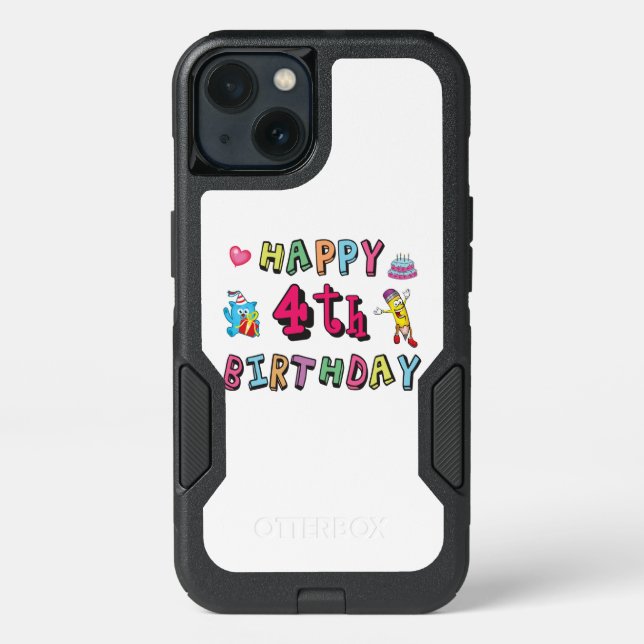 Happy 4th Birthday. 4 year b-day. Otterbox iPhone Case (Back)