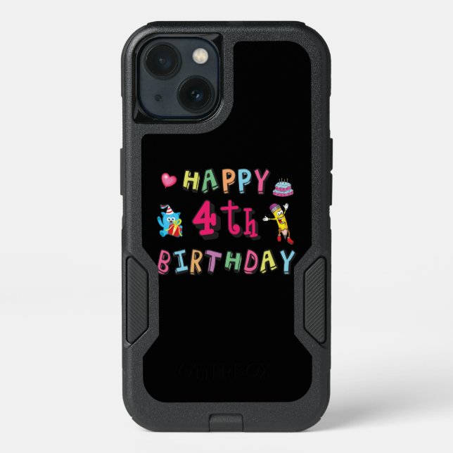 Happy 4th Birthday. 4 year b-day. Otterbox iPhone Case (Back)
