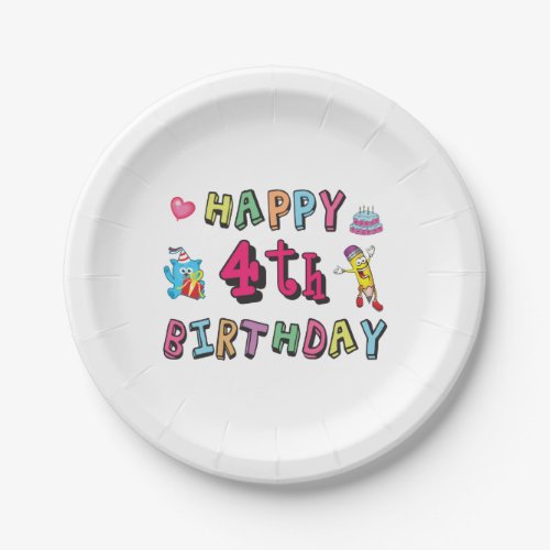 Happy 4th Birthday 4 year b_day Paper Plates