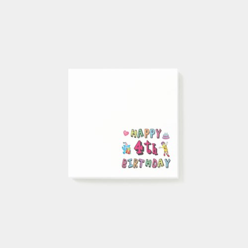 Happy 4th Birthday 4 year b_day Post_it Notes