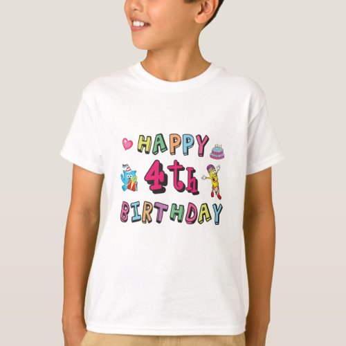 Happy 4th Birthday 4 year b_day wishes T_Shirt