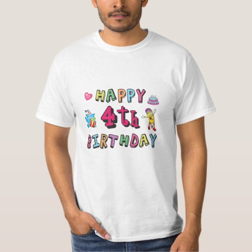 Happy 4th Birthday 4 year b_day wishes T_Shirt