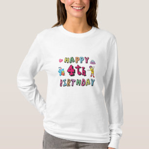 Happy 4th Birthday 4 year b-day wishes T-Shirt