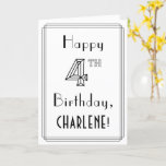 [ Thumbnail: Happy 4th Birthday, Art Deco Style W/ Custom Name Card ]