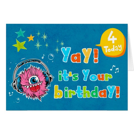 Happy 4th Birthday Cards (Front Horizontal)